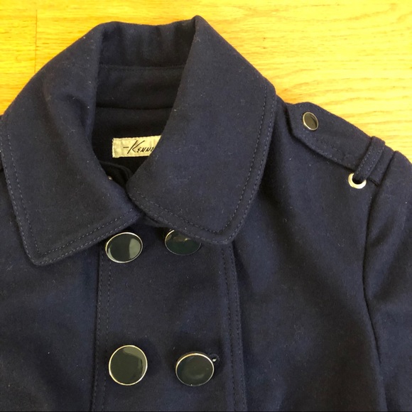 Kenneth Cole Navy Wool Long Pea Coat - Picture 4 of 6